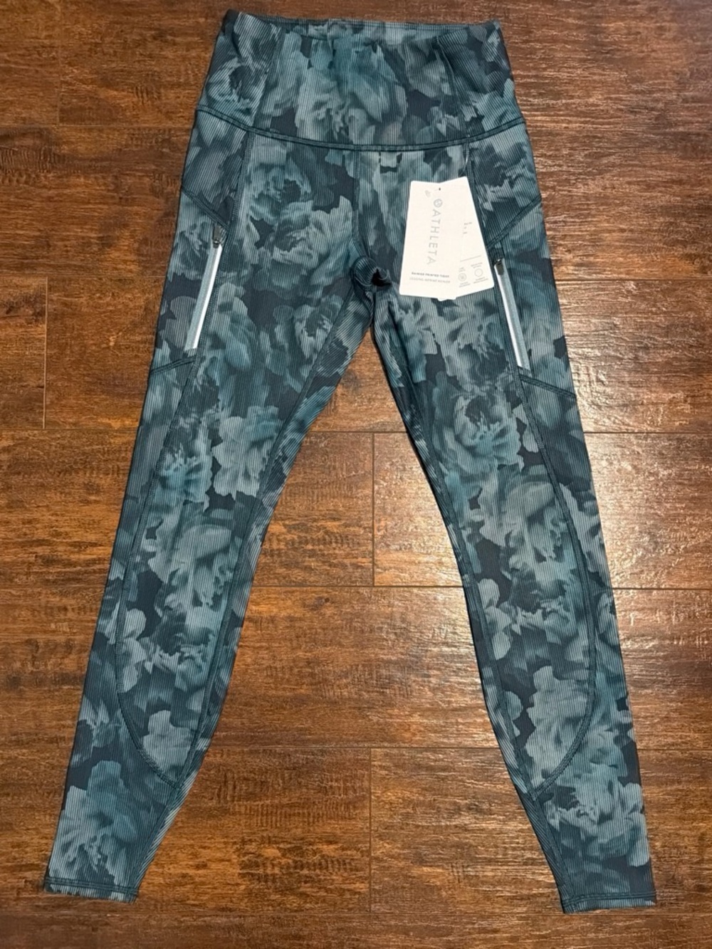 Athleta Girls' Teal Floral Print Performance Leggings